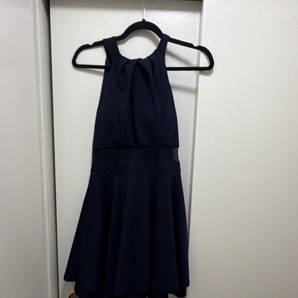 Emerald Sundae Navy Halter Bow Fit & Flare Short Dress Womens M Party Formal